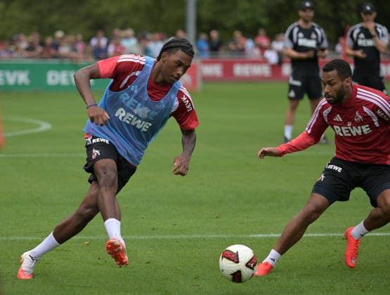 August 6, 2026, xophax, Soccer, Bundesliga 1, 1. FC Köln Training at the Geissbockheim, home of 1. FC Köln. Fans: Reigan Heskey (left) and Linton Maina (right), both of 1. FC Köln, Cologne