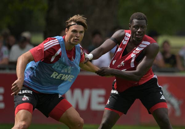 August 6, 2026, xophax, Soccer, Bundesliga 1, 1. FC Köln Training at the Geissbockheim, home of 1. FC Köln, Field 1, Fans: Joel Schmid (left) and Ragnar Ache (right), both of 1. FC Köln, Cologne