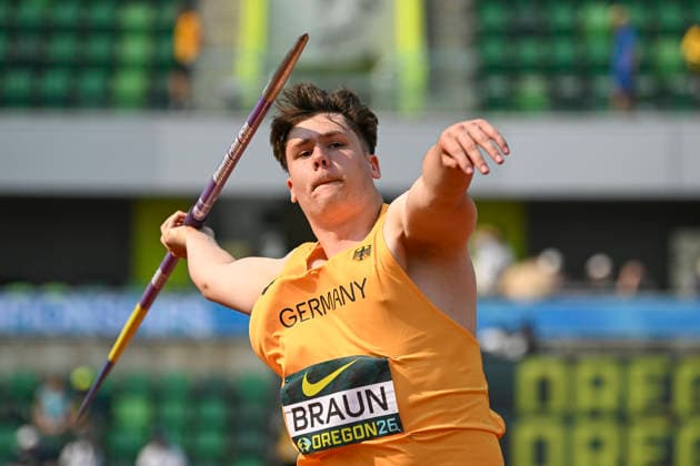 World Athletics U20 Championships, Oregon 2026 EUGENE, UNITED STATES OF AMERICA AUGUST 6, 2026 Mogens Braun (GER) competing during the World Athletics U20 Championships Oregon 2026 at Hayward Field on August 6, 2026, in Eugene, United States of America Copyright: xBEAUTIFULxSPORTS DecaxText&Bildx