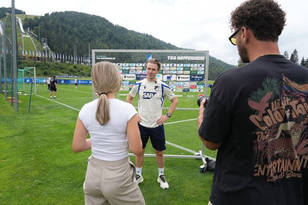 August 6, 2026, Seefeld Stadium, Seefeld, TSG Hoffenheim s 2026 Training Camp in Seefeld, Interview with Patrick Wimmer of Hoffenheim. Photo by Hasan Bratic, DeFodi Images