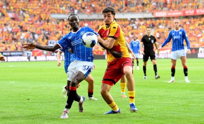 Mohammed Diomande of Rangers. Jagiellonia Bialystok v Rangers, UEFA Europa League, 3rd Qualifying Round, Football, Chorten Arena, Biaystok, Poland - 06 Aug 2026Bialystok Chorten Arena Scotland Portugal  Copyright: xAdamxNurkiewicz Shutterstockx 17050170az