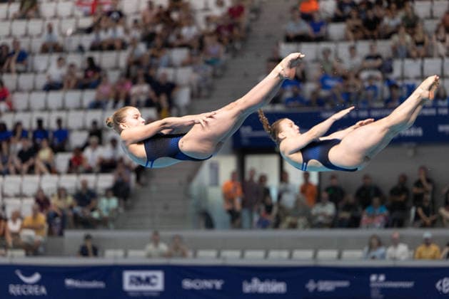 Women 3m Springboard synchronized Final European Aquatics Championships - Saint-Denis Germany s diver Lena Corona Hentschel and Germany s diver Jette Muller compete in the women s 3m springboard syncro diving final event during the LEN European Aquatics Championships, at the Olympic Aquatics Centre in Saint-Denis, northeastern suburbs of Paris on August 6, 2026. Photo by Raphael Lafargue ABACAPRESS.COM Saint-Denis France  Copyright: xLafarguexRaphael ABACAx