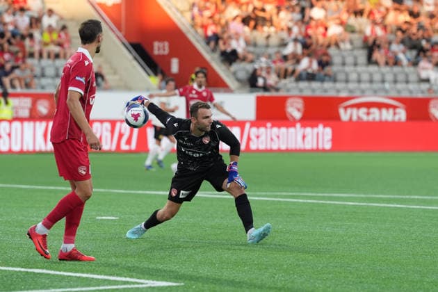 Thun, Switzerland - August 06: Niklas Steffen (Goalkeeper 1 THU) during the UEFA Europa League Qualification match between FC Thun and Vikingur Reykjavik at VISANA Stadion on August 06, 2026 in Thun, Switzerland. Copyright: xKjetilxWaberx xSPPx Sportspressphoto_SPR201543