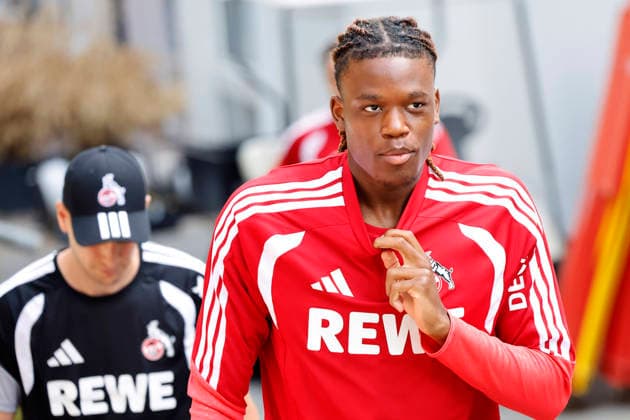 Soccer player Elias Bakatukanda, defender, during a public training session of 1. FC Köln at the Geißbockheim in Cologne, August 6, 2026. DFL and DFB regulations prohibit any use of photographs as image sequences and or quasi-video. NRW, Germany Copyright: xChristophxHardtx