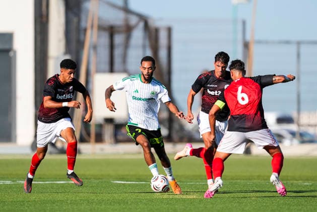 August 6, 2026, Gibraltar, Gibraltar, England: Jaden Montnor of AC Omonia Nicosia in action during the third qualifying round UEFA Europa League Leg One football match played between Lincoln Red Imps FC and AC Omonia Nicosia at Europa Point stadium on August 6, 2026, in Gibraltar, England Lincoln Red Imps FC V AC Omonia Nicosia - UEFA Europa League  - ZUMAa181 20260806_zaa_a181_057 Copyright: xJoaquinxCorcherox