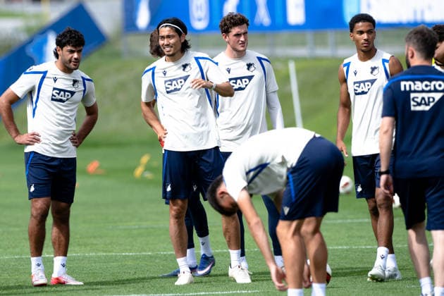 Koki Machida, TSG Hoffenheim, 28, second from left, has now returned from injury; next to him is Ozan Kabak, TSG Hoffenheim, 05, TSG Hoffenheim, soccer, training camp, preseason, 2026–2027 season, GER, August 6, 2026, Eibner Press Photo by Andreas Ulmer, TSG Hoffenheim, soccer, training camp, preseason, 2026–2027 season, GER, August 6, 2026, Copyright: xEibner-Pressefoto AndreasxUlmerx EP_AUR