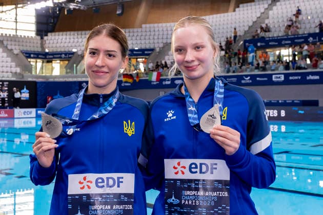France, Paris, Centre Aquatique Olympique Metropole du Grand Paris, August 6, 2026, European Aquatics Championships – Artistic Swimming, Day 7, Women’s Synchronized 3m Springboard, Kseniia Bochek and Diana Karnafel of Ukraine, Photo by Eibner Pressefoto Tino Henschel European Aquatics Championships Artistic Swimming, Day 7, Women’s Synchronized 3m Springboard, Paris Copyright: xEibnerxPressefotox