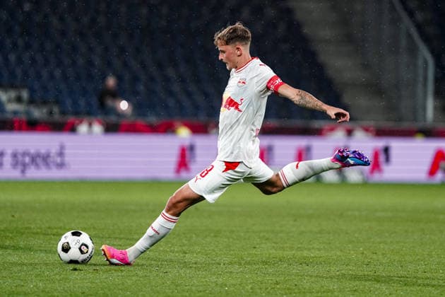 Soccer Austria UEFA Europa League Qualifying 2026–2027, Round 3, August 6, 2026, FC Red Bull Salzburg (Austria) vs. Pafos FC (Cyprus), Red Bull Arena, Wals-Siezenheim, Austria, Niklas Veratschnig, FC Salzburg Copyright: xLUKAxKOLANOVICx