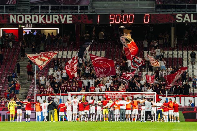 SOCCER - UEFA EL, RBS vs Pafos SALZBURG,AUSTRIA,06.AUG.26 - SOCCER - UEFA Europa League, qualification, Red Bull Salzburg vs Pafos FC. Image shows the rejoicing of Salzburg.  GEPAxpictures xJulioxArellano