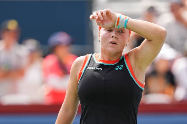 WTA, Tennis Damen Masters 1000 National Bank Open Toronto 2026 - Round of 32 - Day 6 Diana Shnaider of Russia reacts during the Women™s Singles round of 32 match against Anna Kalinskaya of Russia on day 6 of the WTA Masters 1000 National Bank Open at Sobeys Stadium on August 6, 2026, in Toronto, Canada. (Photo by Leonardo Ramirez Eyepix Group) Copyright: xLeonardoxRamirezx xEyepixxGroupx LR_06082026_08780