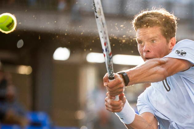 August 6, 2026, Montreal, Pq, Canada: Alexander Blockx of Belgium returns a shot from Jiri Lehecka from Czechia on day five of the National Bank Open tennis tournament in Montreal on Thursday, August 6, 2026. Canada News - August 6, 2026  - ZUMAc35_ 20260806_zaf_c35_072 Copyright: xChristopherxKatsarovx