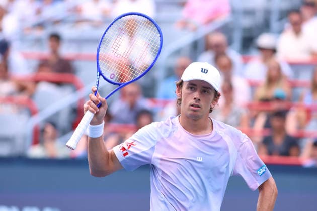 ATP, Tennis Herren Masters 1000 National Bank Open Montreal 2026 - Round of 32 - Day 6 Ãlex de Minaur of Australia reacts during the Men™s round of 32 match against Cameron Norrie of United Kingdom on day 6 of the ATP Masters 1000 National Bank Open at IGA Stadium. on August 6, 2026, in Montreal, Canada. (Photo by Horacio Zamora Eyepix Group) Copyright: xHoracioxZamorax xEyepixxGroupx HZ_06082026_194204