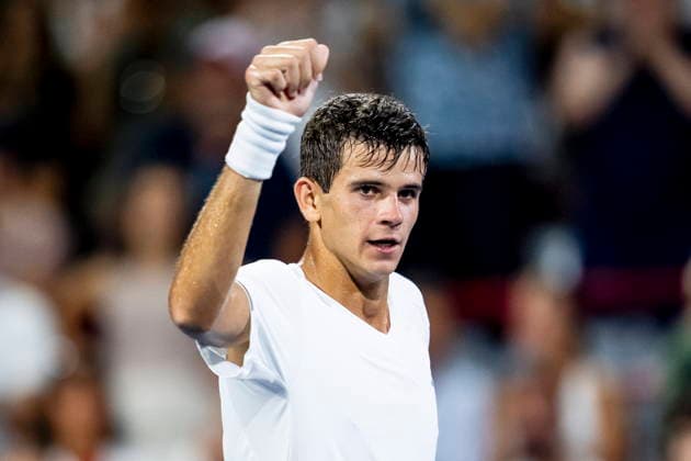 August 6, 2026, Montreal, Pq, Canada: Rafael Jodar of Spain waves to the crowd after eliminating Lorenzo Musetti of Italy on day five of the National Bank Open tennis tournament in Montreal on Thursday, August 6, 2026. Canada News - August 6, 2026  - ZUMAc35_ 20260806_zaf_c35_090 Copyright: xChristopherxKatsarovx