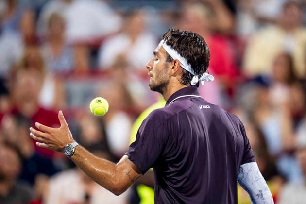 August 6, 2026, Montreal, Pq, Canada: Lorenzo Musetti of Italy reacts during his match with Rafael Jodar of Spain on day five of the National Bank Open tennis tournament in Montreal on Thursday, August 6, 2026. Canada News - August 6, 2026  - ZUMAc35_ 20260806_zaf_c35_100 Copyright: xChristopherxKatsarovx