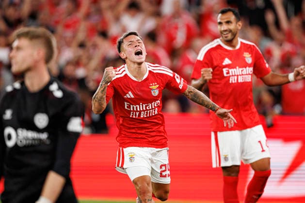 August 6, 2026, Lisbon, Portugal: Gianluca Prestianni (SL Benfica) seen celebrating a goal during the UEFA Europa League third round qualifying game between teams of SL Benfica and Heart of Midlothian FC at Estadio Da Luz. Final score; SL Benfica 6:1 Heart of Midlothian FC Lisbon Portugal - ZUMAs197 20260806_aaa_s197_233 Copyright: xMaciejxRogowskix