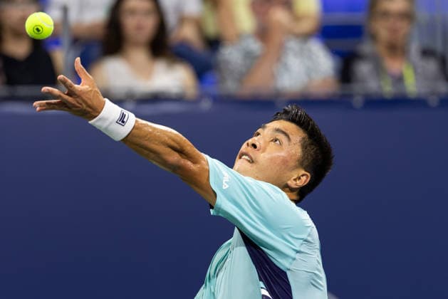 August 6, 2026, Montreal, Quebec, Canada: BRANDON NAKASHIMA (28) from USA serving in match against Titouan Droguet from France in third round at Canadian Open at IGA stadium in Montreal, Quebec, Canada on 2026-08-06 TENNIS: Canadian Open Montreal 2026  - ZUMAl189 20260806_zsp_l189_121 Copyright: xYannickxLegarex