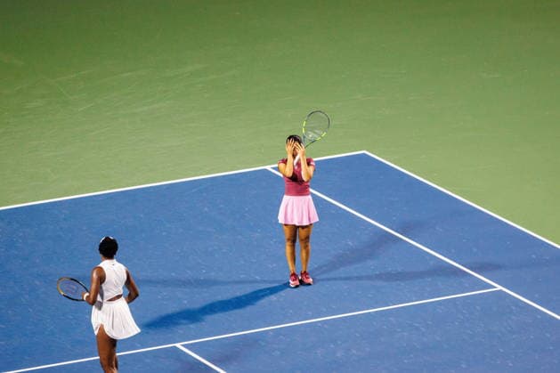 August 6, 2026, Toronto, On, Canada: Alexandra Eala of the Philippines, right, reacts after missing a return as her partner Venus Williams of the United States looks on during their doubles match against Japan s Miyu Kato and Liudmila Samsonova during National Bank Open tennis action in Toronto, on Thursday, Aug. 6, 2026. Canada News - August 6, 2026  - ZUMAc35_ 20260806_zaf_c35_146 Copyright: xKeitoxNewmanx