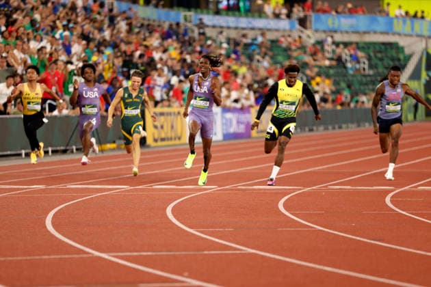 Track and Field: World U20 Championships Tate Taylor (USA) wins the 100m in 9.94 during the World Athletics U20 Championships, Thursday, Aug. 7, 2026, at Hayward, Ore. (Ken Martinez Image of Eugene Oregon United States EDITORIAL USE ONLY Copyright: xImagexofxSportx KenxMartinezx iosphotos417405
