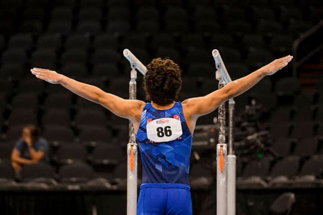 Gymnastics: Gymnastics: Xfinity US Gymnastics Championships Joshua Nunez Jr of Nova competes on parrellel bars exercise in the junior division of the Xfinity USA Gymnastics Championship at the Mortgage Matchup Center in Phoenix, Arizona, Thursday, August 6, 2026. (Thomas Fernandez Image of . Phoenix Arizona United States EDITORIAL USE ONLY Copyright: xx ThomasxFernandezx iosphotos417388