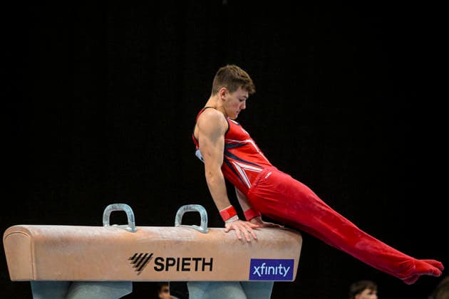 Gymnastics: Gymnastics: Xfinity US Gymnastics Championships Caiden Salado of USA Flairs competes on pommel horse exercise in the junior division of the Xfinity USA Gymnastics Championship at the Mortgage Matchup Center in Phoenix, Arizona, Thursday, August 6, 2026. (Thomas Fernandez Image of . Phoenix Arizona United States EDITORIAL USE ONLY Copyright: xx ThomasxFernandezx iosphotos417330