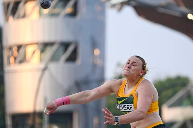 World Athletics U20 Championships Oregon 2026 EUGENE, UNITED STATES OF AMERICA AUGUST 7, 2026 Emily Scherf of Germany wins bronze in the shot put during the World Athletics U20 Championships Oregon 2026 at Hayward Field on August 7, 2026, in Eugene, United States of America Copyright: xBEAUTIFULxSPORTS DecaxText&Bildx
