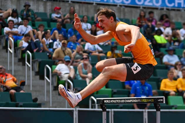World Athletics U20 Championships, Oregon 2026, EUGENE, UNITED STATES OF AMERICA AUGUST 6, 2026 Nikolas Raeth (GER) competing in the 400-meter hurdles during the World Athletics U20 Championships Oregon 2026 at Hayward Field on August 6, 2026, in Eugene, United States of America Copyright: xBEAUTIFULxSPORTS DecaxText&Bildx