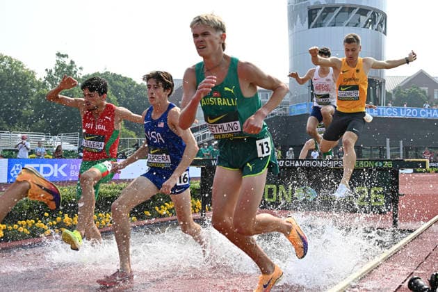 World Athletics U20 Championships Oregon 2026 EUGENE, UNITED STATES OF AMERICA AUGUST 6, 2026 Marco Voggenreiter (GER) competing in the steeplechase during the World Athletics U20 Championships Oregon 2026 at Hayward Field on August 6, 2026, in Eugene, United States of America Copyright: xBEAUTIFULxSPORTS DecaxText&Bildx