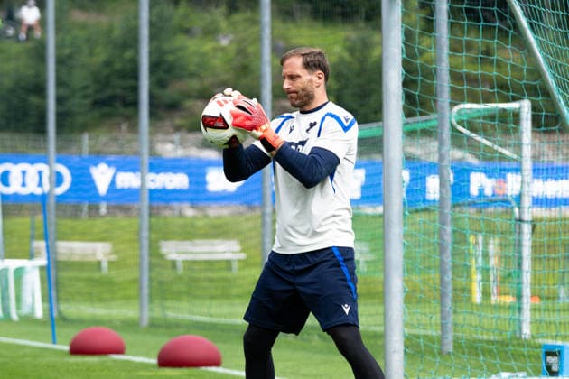 Goalkeeper training: Oliver Baumann, TSG Hoffenheim, 01, light shooting drills, TSG Hoffenheim, soccer, training camp, preseason, 2026–2027 season, GER, August 6, 2026, Eibner press photo by Andreas Ulmer, TSG Hoffenheim, soccer, training camp, preseason, 2026–2027 season, GER, August 6, 2026, Copyright: xEibner-Pressefoto AndreasxUlmerx EP_AUR