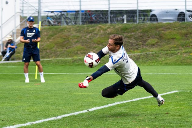 Oliver Baumann, TSG Hoffenheim, 01 saves TSG Hoffenheim, soccer, training camp, preseason, 2026–2027 season, GER, August 6, 2026, Eibner Press Photo Andreas Ulmer TSG Hoffenheim, soccer, training camp, preseason, 2026–2027 season, GER, August 6, 2026, Copyright: xEibner-Pressefoto AndreasxUlmerx EP_AUR