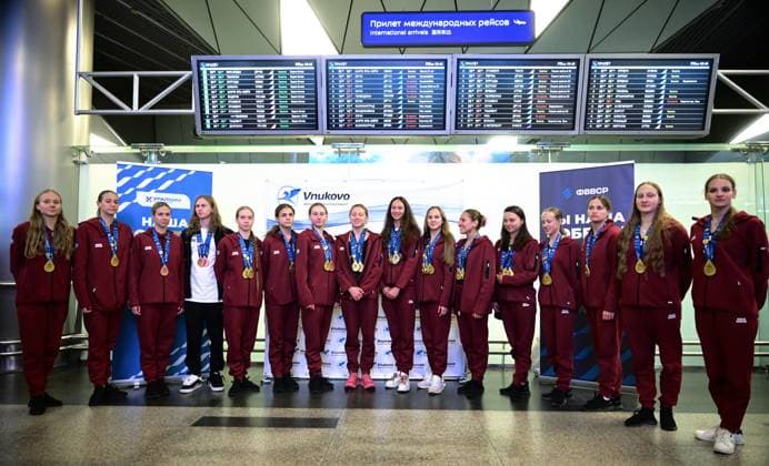 Swimming, European Championships in Paris, synchronised swimming, reception for Team Russia in Moscow