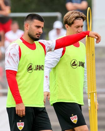 August 7, 2026, Germany, Grassau, Bundesliga, 2026–2027 season, VfB Stuttgart training camp, from left: Deniz Undav, Angelo Stiller