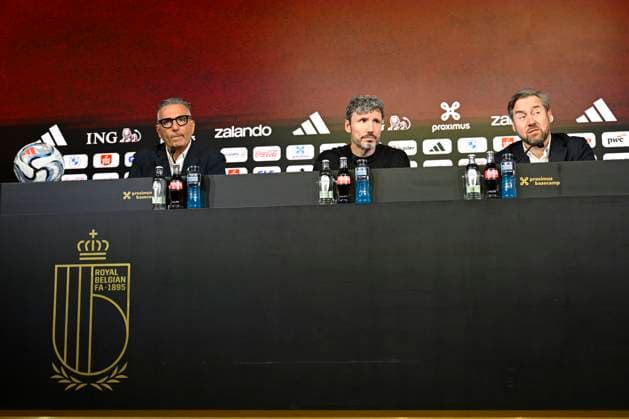 Presentation of Mark Van Bommel new head coach of the Belgian National Football Team TUBIZE, BELGIUM - AUGUST 07 : Steegen David Sports Communication Director of Royal Belgian Football Federation and Mannaert Vincent sports director of Royal Belgian Football Federation during the Official presentation of Mark Van Bommel as new federal head coach of the Belgian National football team at the Belgian National Football center on August 07, 2026 in Tubize, Belgium, 07 08 2026 Tubize Belgium  Copyright: xNicoxVereeckenx