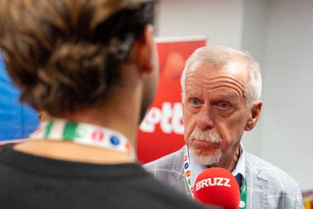 Wilfried Meert, organizer of the Memorial Van Damme meeting pictured during the preview of the exhibition from Ivo to Mondo on the history of the Memorial and life of Ivo Van Damme, on Friday 7 August 2026, in Brussels. The 50th edition of the Allianz Memorial Van Damme athletics meeting takes place on 4 and 5 September 2026. MARIUS BURGELMAN MariusxBurgelman  x182895816x