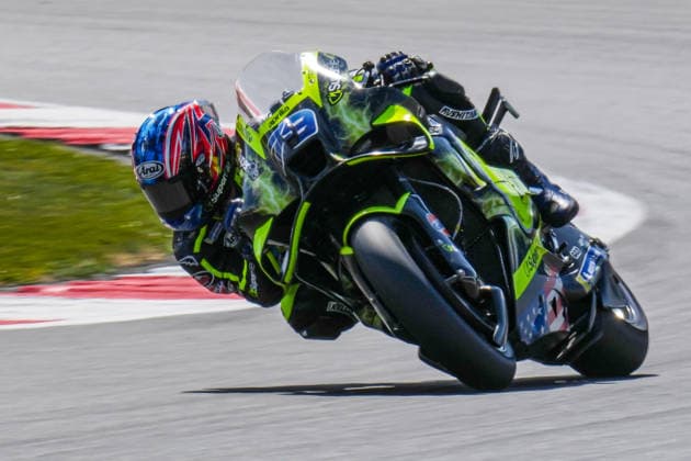 Ai Ogura (Japan) of the SuperFile Trackhouse MotoGP Team ( 79) during Free Practice 1 at Round 12 of the 2026 Qatar Airways Grand Prix of Great Britain at Silverstone Circuit, Towcester, England on the 7 August 2026.  Copyright: xDavidxHornx PMI-7310-0019