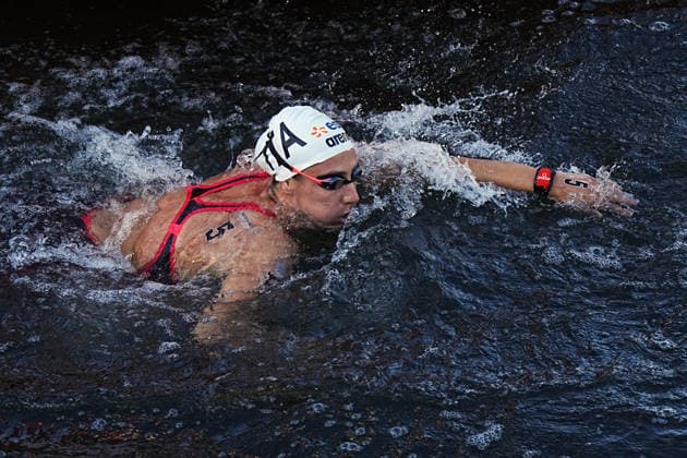 Women s 3km Knockout Sprint,Linda CAPONI from Italy at the European Aquatics Championships Paris 2026, Paris, August 07, 2026 .  Copyright: xGianxMattiaxD Alberto LaPressex