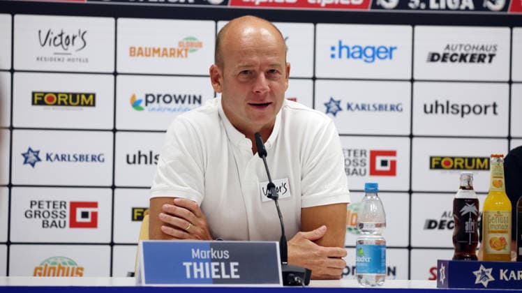 August 7, 2026, xrekx, Soccer 3rd Division, 1 FC Saarbrücken Press Conference with Sporting Director Markus Thiele (from left) Markus Thiele, Sporting Director of 1 FC Saarbrücken. DFL and DFB regulations prohibit any use of photographs as image sequences and or quasi-video. Saarbrücken