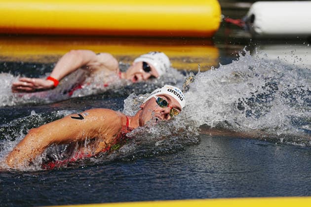 Men s 3km Knockout Sprint, Gregorio Paltrinieri from Italy at the European Aquatics Championships Paris 2026, Paris, August 07, 2026 .  Copyright: xGianxMattiaxD Alberto LaPressex