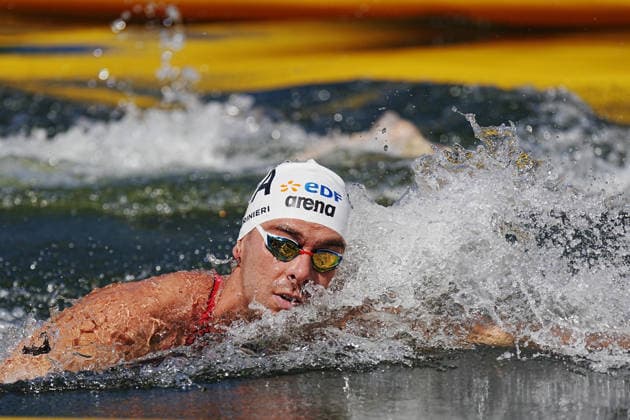 Men s 3km Knockout Sprint, Gregorio Paltrinieri from Italy at the European Aquatics Championships Paris 2026, Paris, August 07, 2026 .  Copyright: xGianxMattiaxD Alberto LaPressex