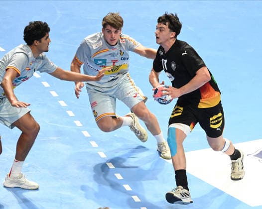 U18 GERMANY vs SPAIN TOMA GADZA, young handball player of U18 Germany, during the semi final match of European Championship, EM, Europameisterschaft against Spain, at Aleksandar Nikolic Hall. Belgrade, 07.08.2026. photo: Nebojsa Parausic MN Press HANDBALL, MEN™S U18 EHF EURO 2026, GERMANY, SPAIN Belgrade Hall Aleksandar Nikolic Serbia Copyright: xNebojsaxParausicx xMNxPressx