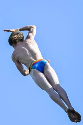 Lander Roels of Belgium competes in the High Diving Men s 20m Final during the European Aquatics Championships at the Olympic Aquatic Center in Paris (France), August 7, 2026. Giorgio Scala DBM - Deepbluemedia Insidefoto