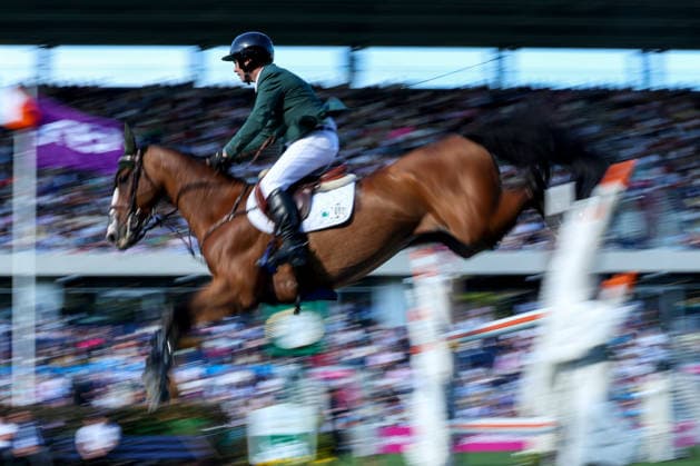 2026 Dublin Horse Show, Laya Arena, Dublin 7 8 2026 Nations™ Cup of Ireland for award of the Aga Khan Trophy Ireland™s Shane Sweetnam on Coriaan Van Klapscheut Z Shane Sweetnam on Coriaan Van Klapscheut Z 7 8 2026  Copyright: xx DC3A9400