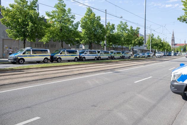 Large Police Presence for the First Match Against FC Augsburg II, TSV 1860 Munich vs. FC Augsburg II, Soccer, Bavarian Regional League, Matchday 3, August 7, 2026. DFB regulations prohibit any use of photographs as image sequences and or quasi-video. Munich, Bavaria, Germany Copyright: xkolbert-press UlrichxGamelx