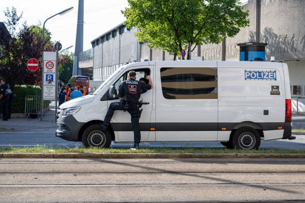 Large Police Presence for the First Match Against FC Augsburg II, TSV 1860 Munich vs. FC Augsburg II, Soccer, Bavarian Regional League, Matchday 3, August 7, 2026. DFB regulations prohibit any use of photographs as image sequences and or quasi-video. Munich, Bavaria, Germany Copyright: xkolbert-press UlrichxGamelx