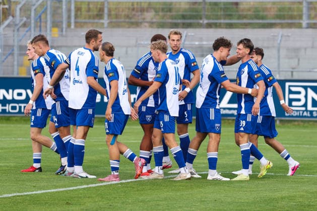 August 7, 2026, Soccer, Men s, Regionalliga Nord, Matchday 2, BSV Kickers Emden vs. Hamburger SV II. Celebration of the 1-0 goal by Nick Stepantsev (No. 39, BSV Kickers Emden)