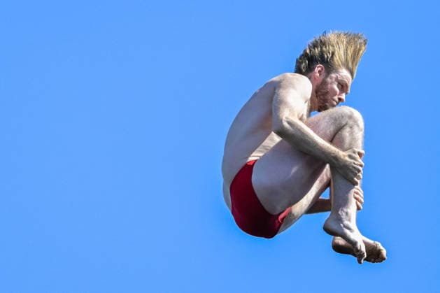 Lander Roels of Belgium competes in the High Diving Men s 20m Final during the European Aquatics Championships at the Olympic Aquatic Center in Paris (France), August 7, 2026. Giorgio Scala DBM - Deepbluemedia Insidefoto