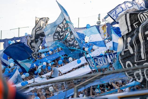 Fans of TSV 1860 Munich, TSV 1860 Munich vs. FC Augsburg II, soccer, Bavarian Regional League, Matchday 3, August 7, 2026. DFB regulations prohibit any use of photographs as image sequences and or quasi-video. Munich, Bavaria, Germany Copyright: xkolbert-press UlrichxGamelx