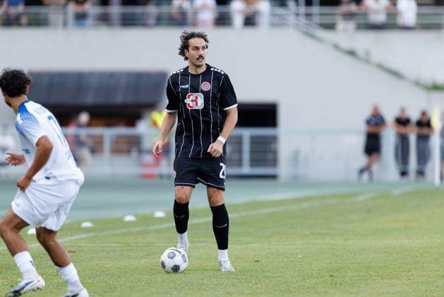 David Bauer, 29, TSV Landsberg, during the match between TSV Landsberg and FV Illertissen 1921, soccer, men s, Bavarian Regional League, 2026–2027, Matchday 3 on August 7, 2026, in Landsberg am Lech, Sportpark, Bavaria, Germany