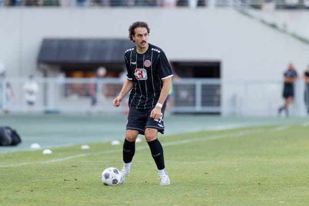 David Bauer, 29, TSV Landsberg, during the match between TSV Landsberg and FV Illertissen 1921, soccer, men s, Bavarian Regional League, 2026–2027, Matchday 3 on August 7, 2026, in Landsberg am Lech, Sportpark, Bavaria, Germany
