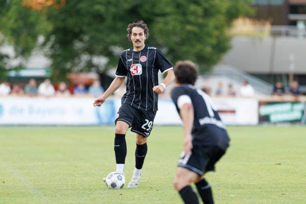 David Bauer, 29, TSV Landsberg, during the match between TSV Landsberg and FV Illertissen 1921, soccer, men s, Bavarian Regional League, 2026–2027, Matchday 3 on August 7, 2026, in Landsberg am Lech, Sportpark, Bavaria, Germany