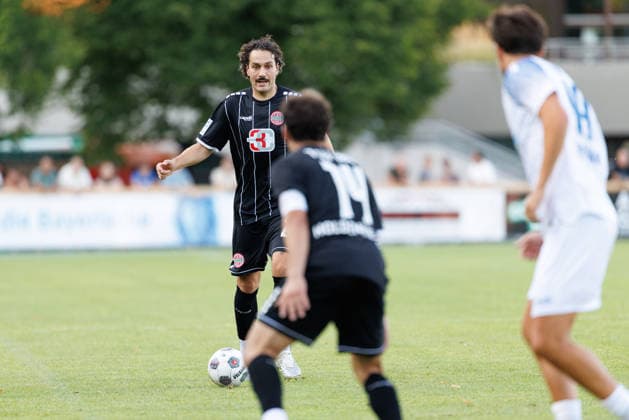 David Bauer, 29, TSV Landsberg, during the match between TSV Landsberg and FV Illertissen 1921, soccer, men s, Bavarian Regional League, 2026–2027, Matchday 3 on August 7, 2026, in Landsberg am Lech, Sportpark, Bavaria, Germany